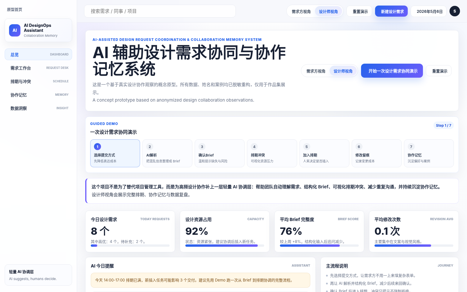 AI DesignOps scheduling and collaboration prototype